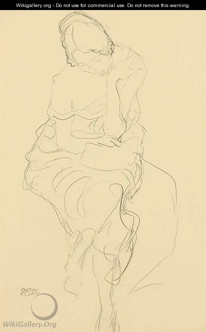 Auf einem Hocker Sitzende von vorne - Gustav Klimt