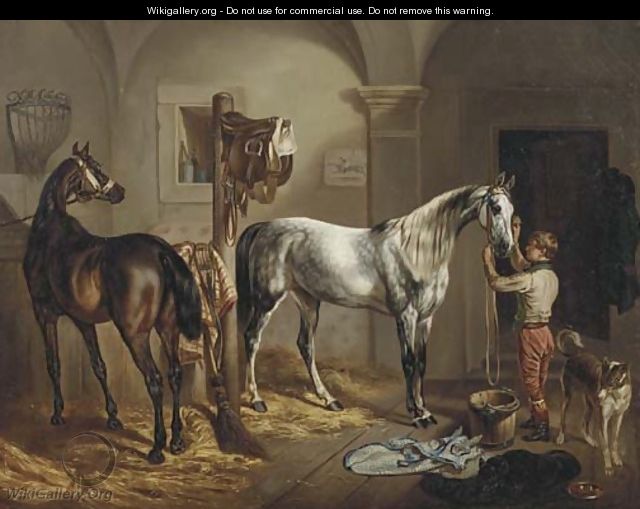 Tending to the horses - Gustav Adolf Friedrich