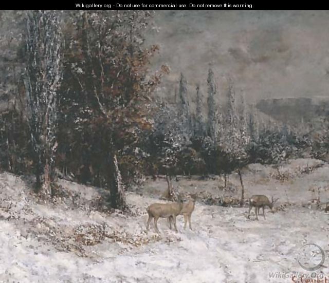 Chevreuils dans la neige - Gustave Courbet