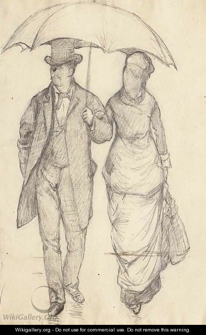 Homme et femme sous un parapluie (Etude pour Rue de Paris, temps de pluie) - Gustave Caillebotte