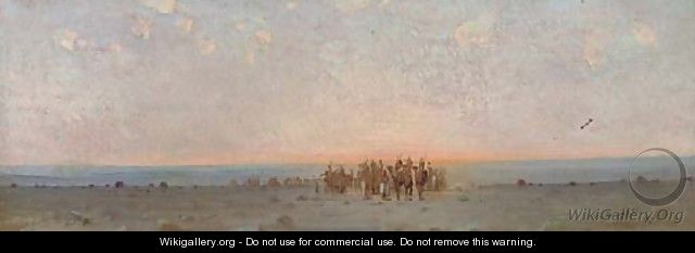 An Arab caravan at dusk - Gustave Achille Guillaumet
