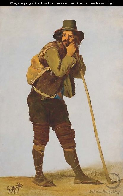 A Roman shepherd leaning on his staff - Gustaf-Wilhelm Palm