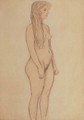 Stehender Machenakt im Profil nach rechts - Gustav Klimt