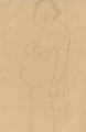 Stehender dicker Frauenhalbakt nach links - Gustav Klimt