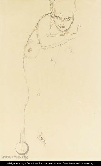 Stehender Akt von vorne - Gustav Klimt
