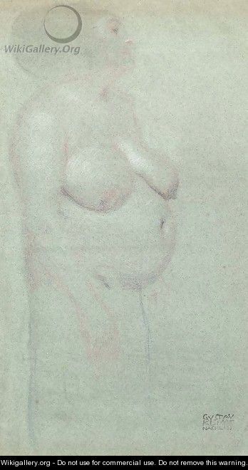 Stehende dicke Frau nach rects (Studie futr die Unmaigkeit des Beethovenfrieses) - Gustav Klimt