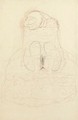 Sitzender Halbakt von vorne, den Kopf auf den Oberarm gelegt - Gustav Klimt