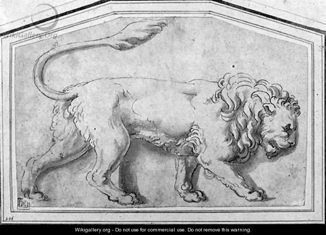 A lion moving to the right - Giulio Romano (Orbetto)