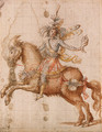 A fantastic figure on horseback holding a conch design for a cavalcade - Giulio Parigi