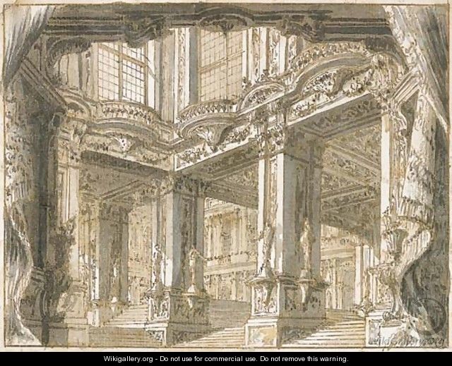 The courtyard of a palace, for a theatrical set - Giuseppe Galli Bibiena