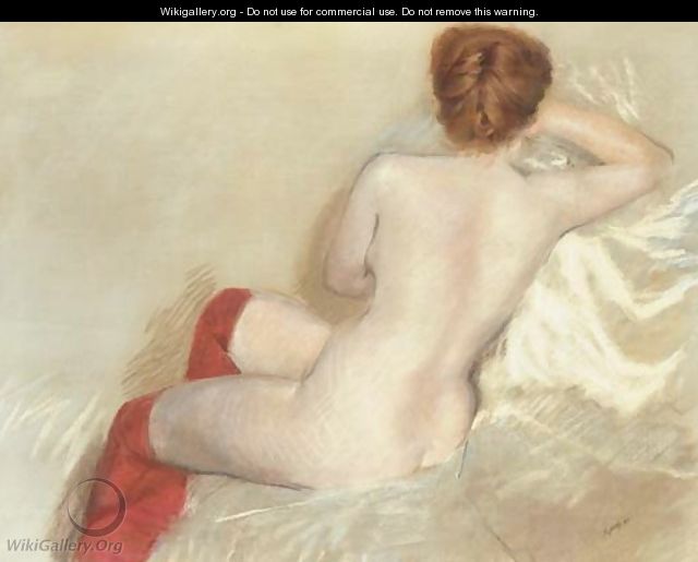 Nude with red Stockings - Giuseppe de Nittis