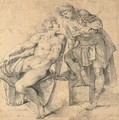 A seated nude youth turning addressed by a soldier - Giuseppe (d'Arpino) Cesari (Cavaliere)