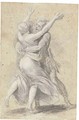 A female figure throwing up her arms, seen from behind, embraced by an advancing warrior for a Rape of the Sabines - Giuseppe (d
