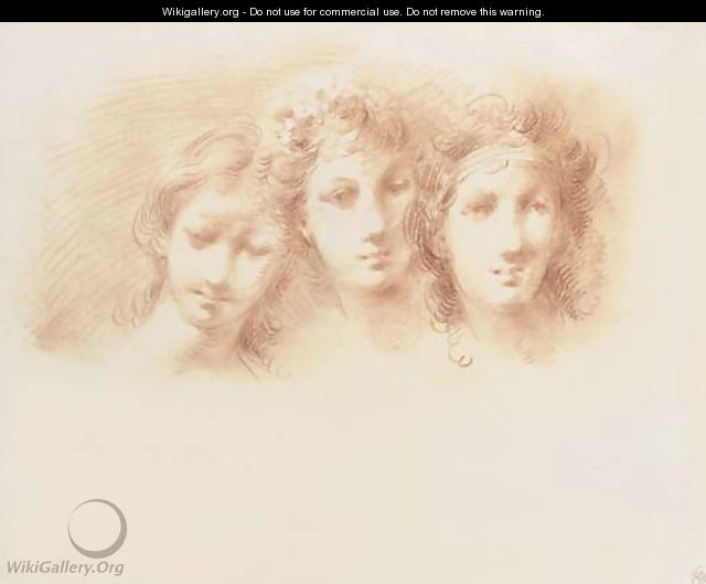 Three female heads, perhaps for the Three Graces - Giuseppe Bernardino Bison