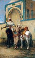 Arab horsemen resting outside a mosque - Giuseppe Raggio