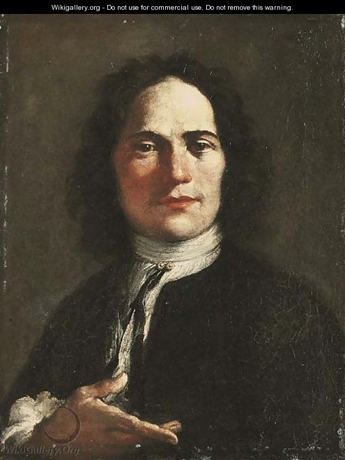 Portrait of an artist, half-length, in a black coat and a white shirt - Giuseppe Maria Crespi