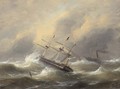 Sailing ships in stormy weather - Govert Van Emmerik