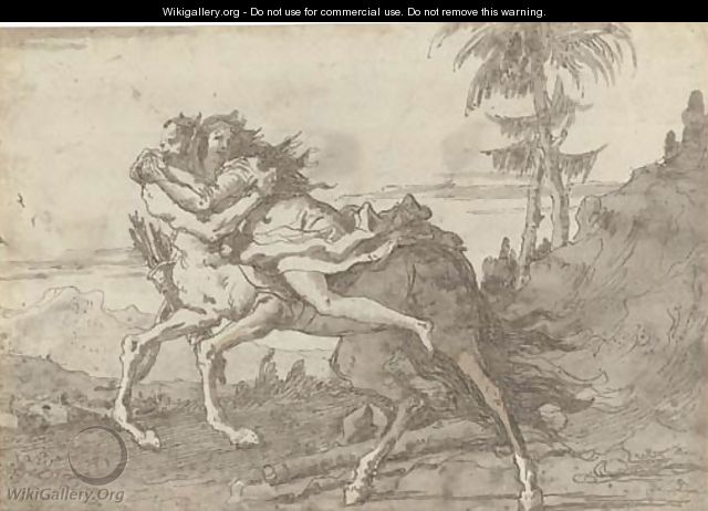 A centaur abducting a nymph in a landscape - Giovanni Domenico Tiepolo