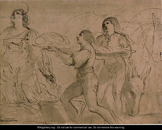 Abigail and two servants - Giovanni Francesco Guercino (BARBIERI)