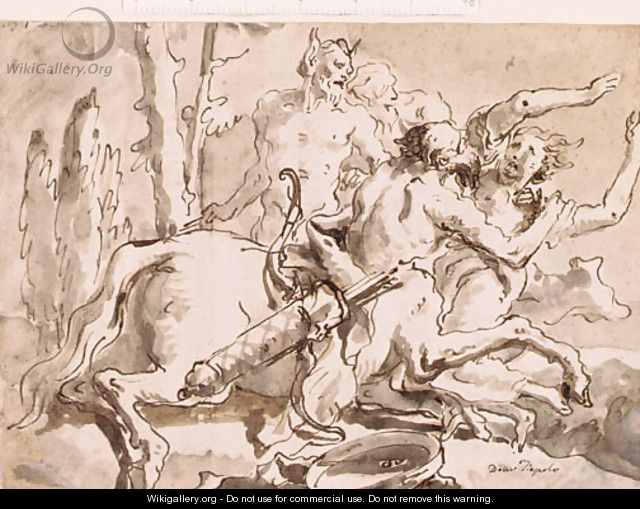 Nessus and Deianeira, with a satyr and another figure - Giovanni Domenico Tiepolo