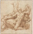 Hercules kneeling before a snake - Giovanni Francesco Penni