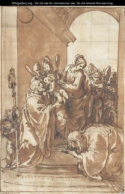 The Madonna and Child with angels - Giulio Benso
