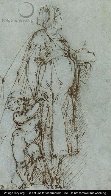 A woman with a putto holding a distaff - Giulio Benso