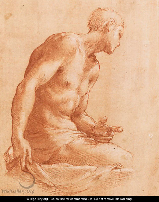 A partly draped Nude seated on a Balustrade - Girolamo Del Crocifissaio (see Macchietti)