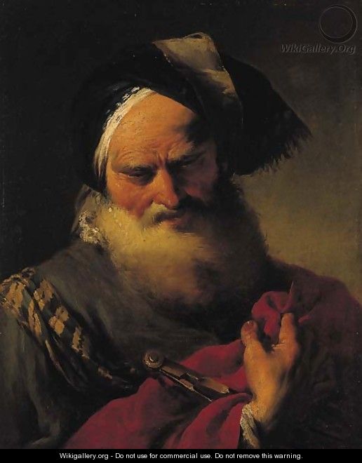 An astronomer in oriental robes, a caliper in his right hand - Giovanni Battista Pittoni the younger