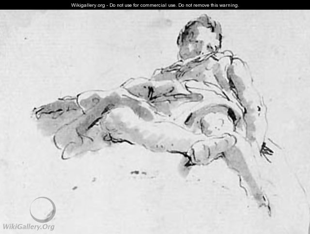 A seated figure on a cloud, seen de sotto in su - Giovanni Battista Tiepolo