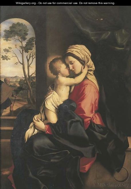 The Madonna and the Christ Child embracing in an interior - Giovanni Battista Salvi, Il Sassoferrato