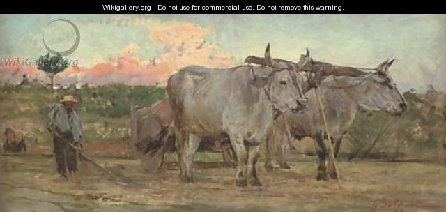 Oxen in the Tuscan countrside - Giovanni Boldini