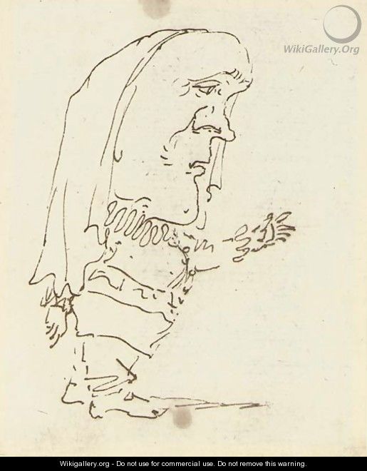 Caricature of a man pointing with his left arm - Gian Lorenzo Bernini