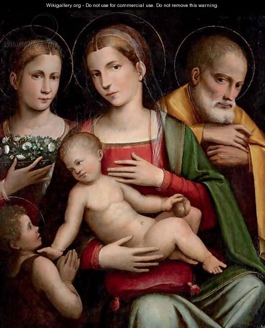 The Holy Family with the Infant Saint John the Baptist and Saint Elizabeth - Giacomo Raibolini