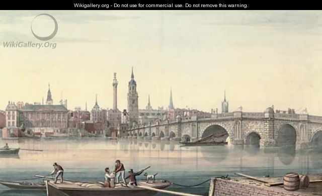 View of Old London Bridge from the south bank looking towards Fishmongers Hall and The Monument - Gideon Yates