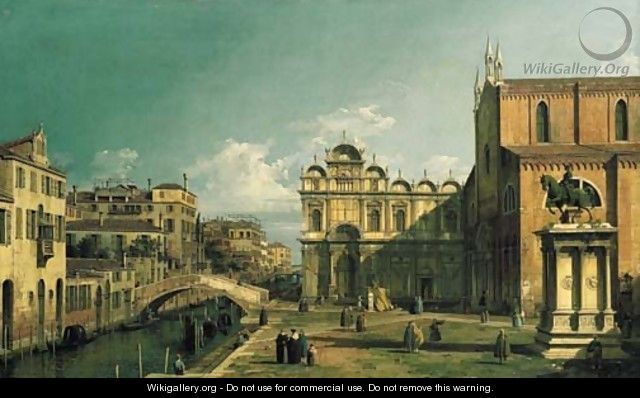 The Campo Santi Giovanni e Paolo, Venice, with the West End of the Church and the Scuola di San Marco - (Giovanni Antonio Canal) Canaletto