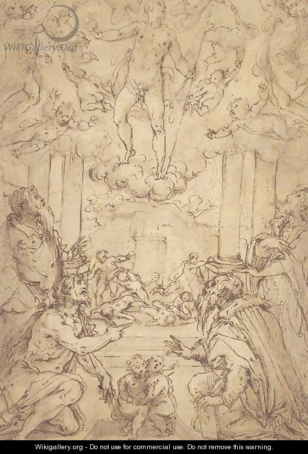 The Resurrection with Saints Andrew, John the Baptist, Cosmas and Damian - Giorgio Vasari