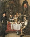 Elegant company at a table on a terrace - Gillis Van Tilborch