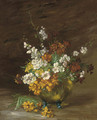 Summer blooms in a jardiniere - Theodule Augustine Ribot