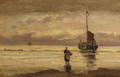 A beached bomschuit at sunset - Gerhard Arij Ludwig Morgenstje Munthe