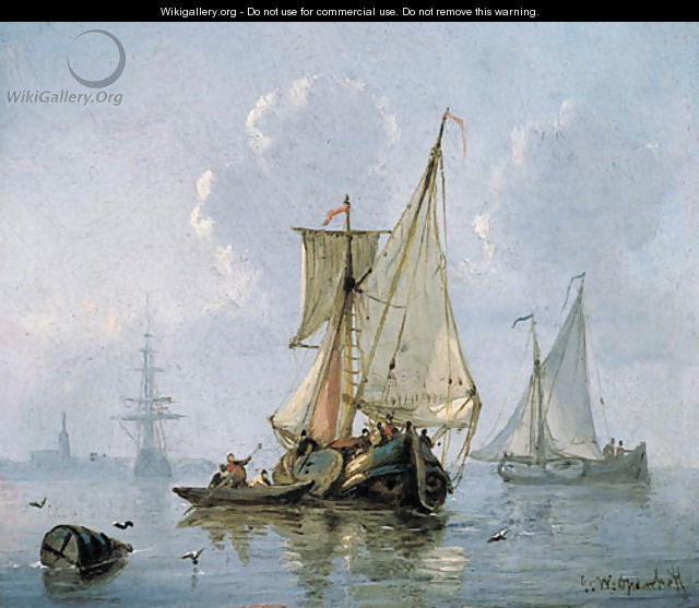 Shipping in a calm sea - George Willem Opdenhoff