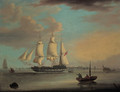 A clipper leaving London, with a view of Greenwich beyond - George Webster