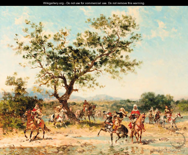 Arab horsemen at a river - Georges Washington