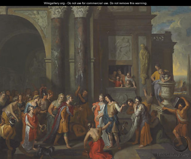 Paris presenting Helen to the Court of King Priam - Gerard Hoet I Zaltbommel