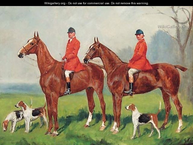 Huntsmen with Hounds at the Edge of a Wood - George Paice