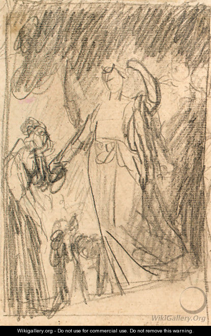 Study of a figure kneeling before and angel - George Romney