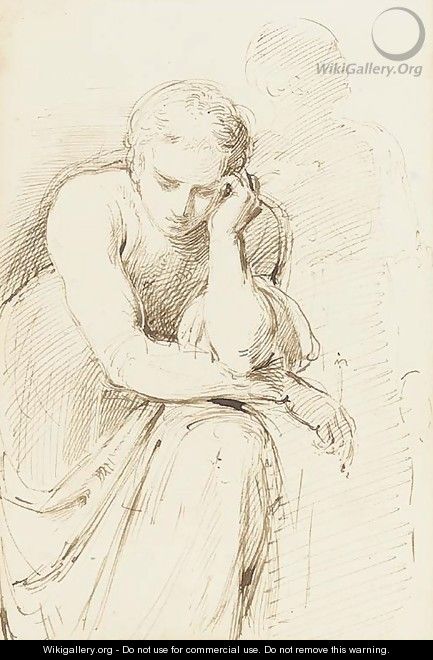 Study of a figure in contemplation - George Richmond