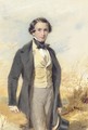 Portrait of Jack Donne, three-quarter length, in a black coat and yellow waistcoat - George Richmond