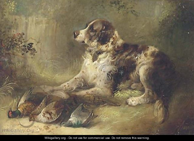 A spaniel with dead game - George Armfield