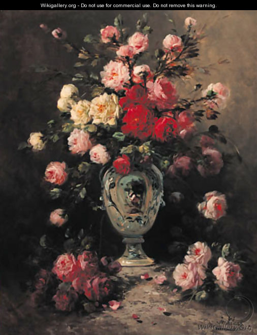 Flowers in a tall vase - Henry Schouten
